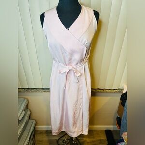 Rodebjer Blush Pink Sleeveless Wrap Quiet Luxury Dress Waist Tie